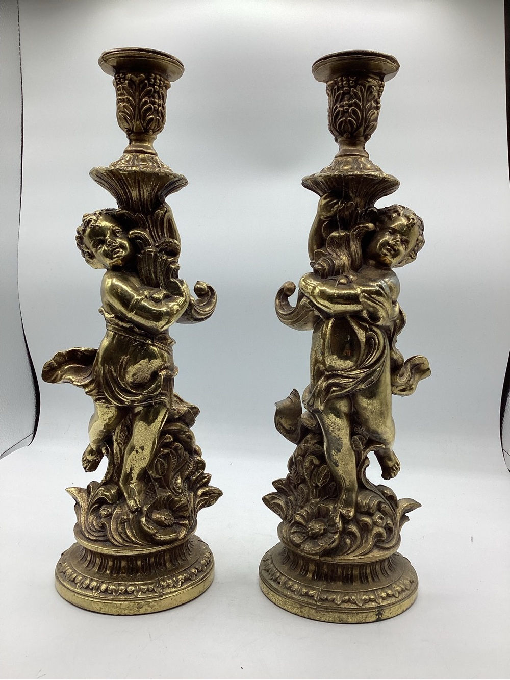 Vintage Pair of Solid Brass Candlesticks